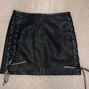 Black leather Topshop skirt